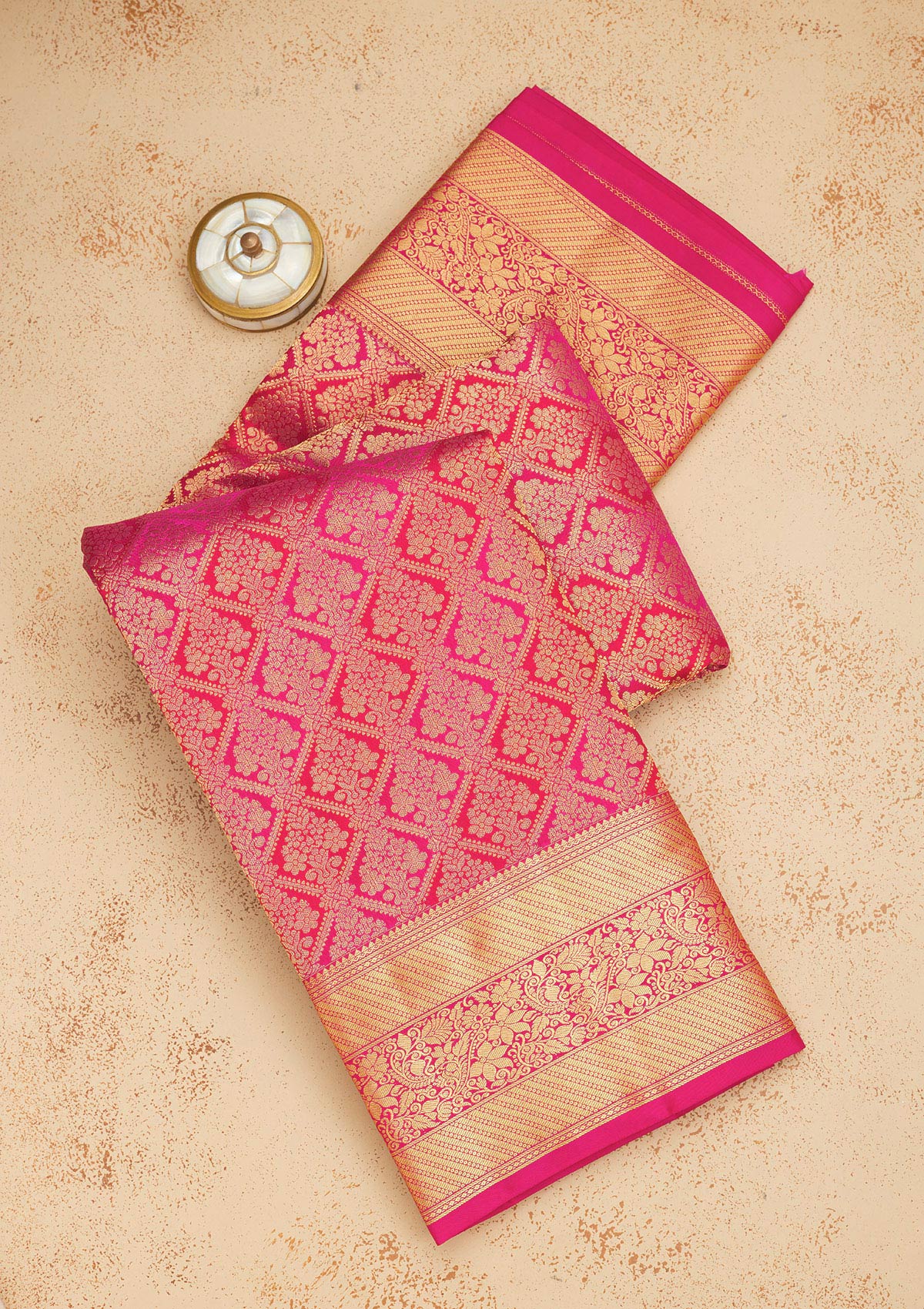 Rani Pink Zariwork Pure Silk Saree-Koskii