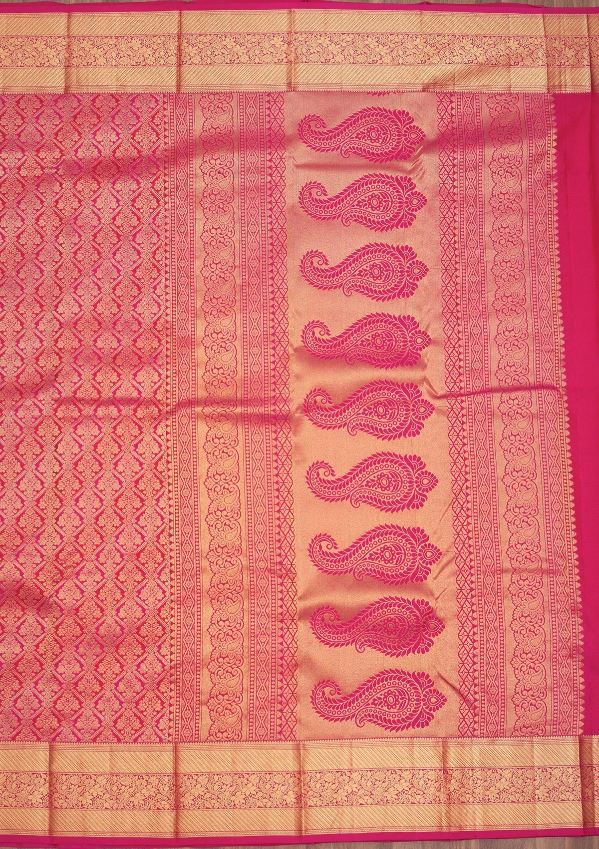 Rani Pink Zariwork Pure Silk Saree-Koskii