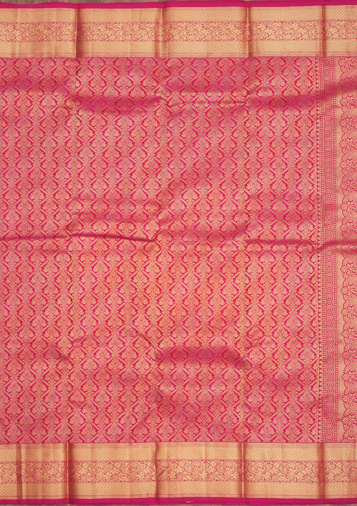 Rani Pink Zariwork Pure Silk Saree-Koskii