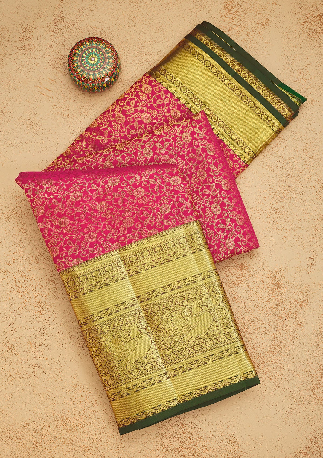 Rani Pink Zariwork Pure Silk Saree-Koskii