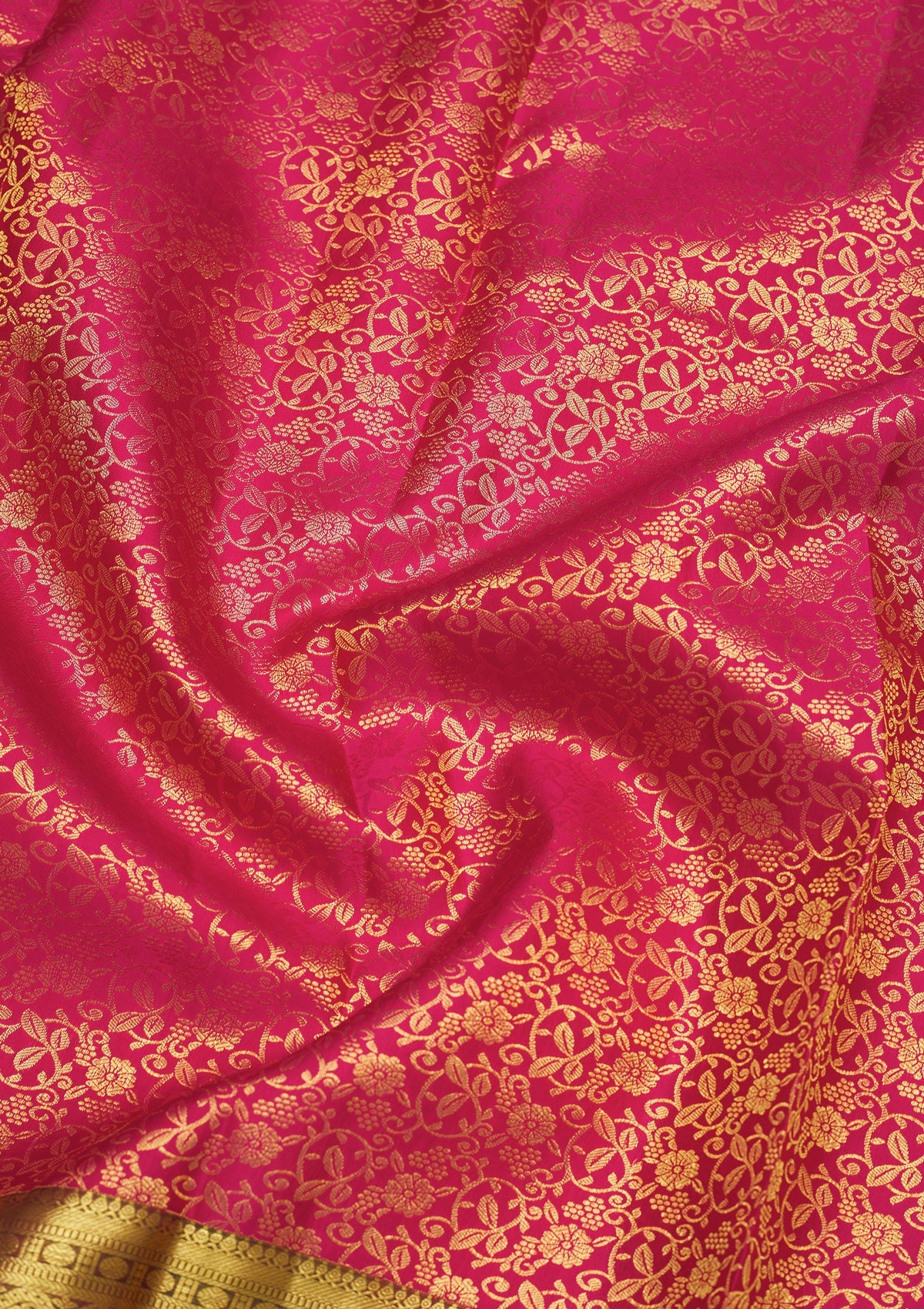 Rani Pink Zariwork Pure Silk Saree-Koskii