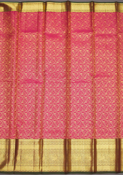 Rani Pink Zariwork Pure Silk Saree-Koskii