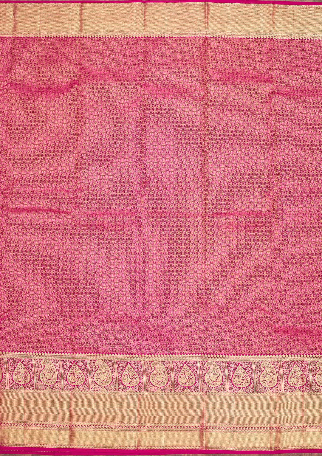 Rani Pink Zariwork Pure Silk Saree-Koskii