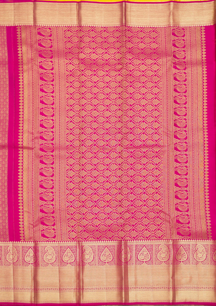 Rani Pink Zariwork Pure Silk Saree-Koskii