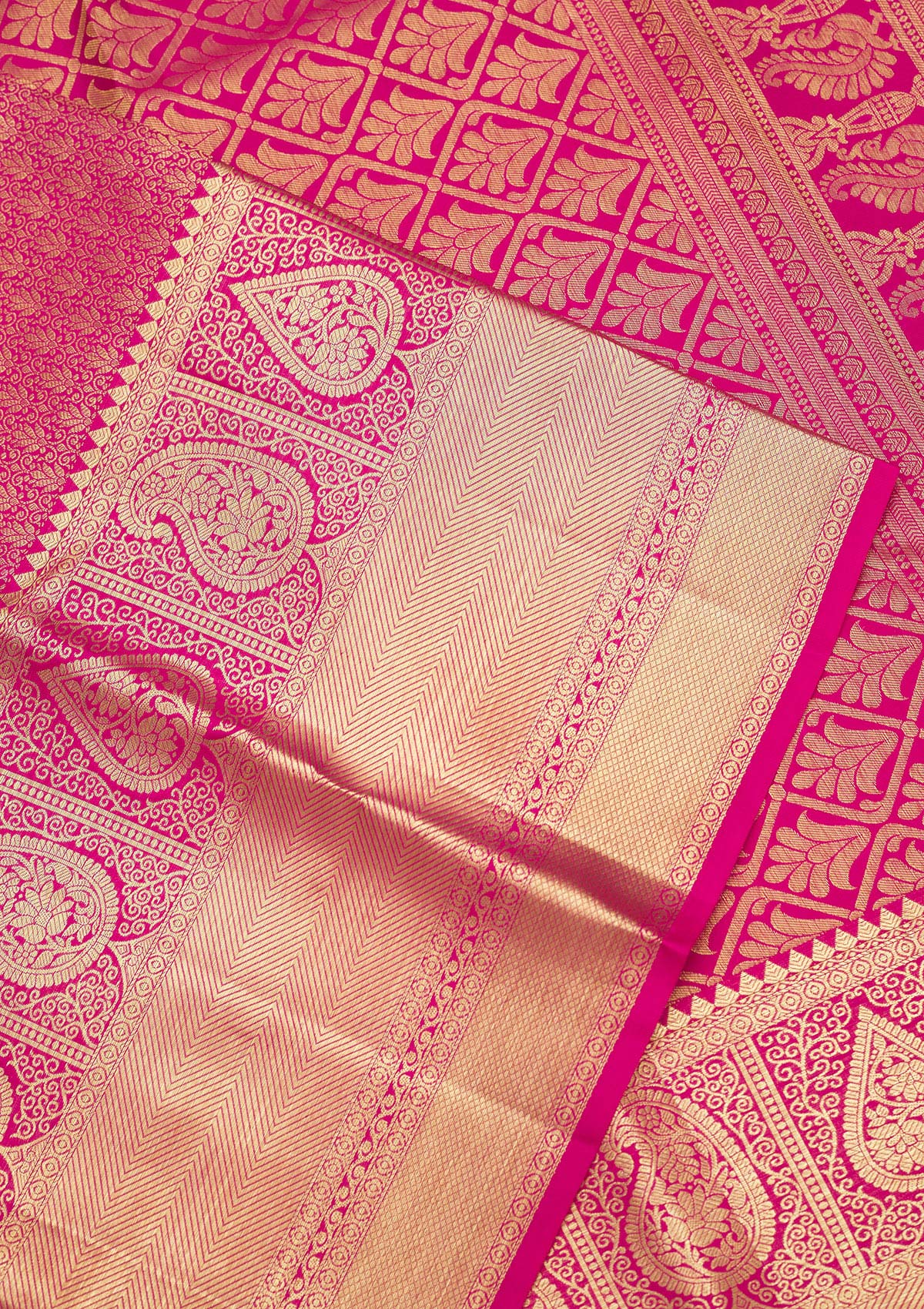 Rani Pink Zariwork Pure Silk Saree-Koskii