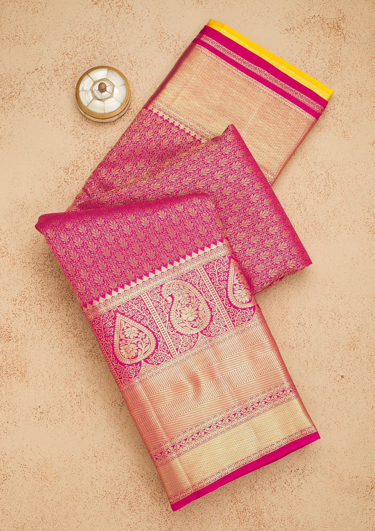 Rani Pink Zariwork Pure Silk Saree-Koskii