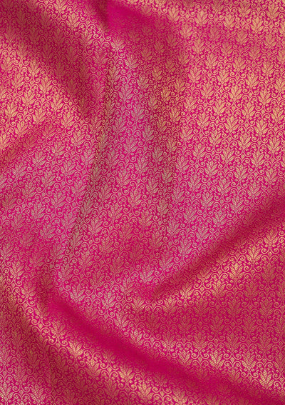 Rani Pink Zariwork Pure Silk Saree-Koskii