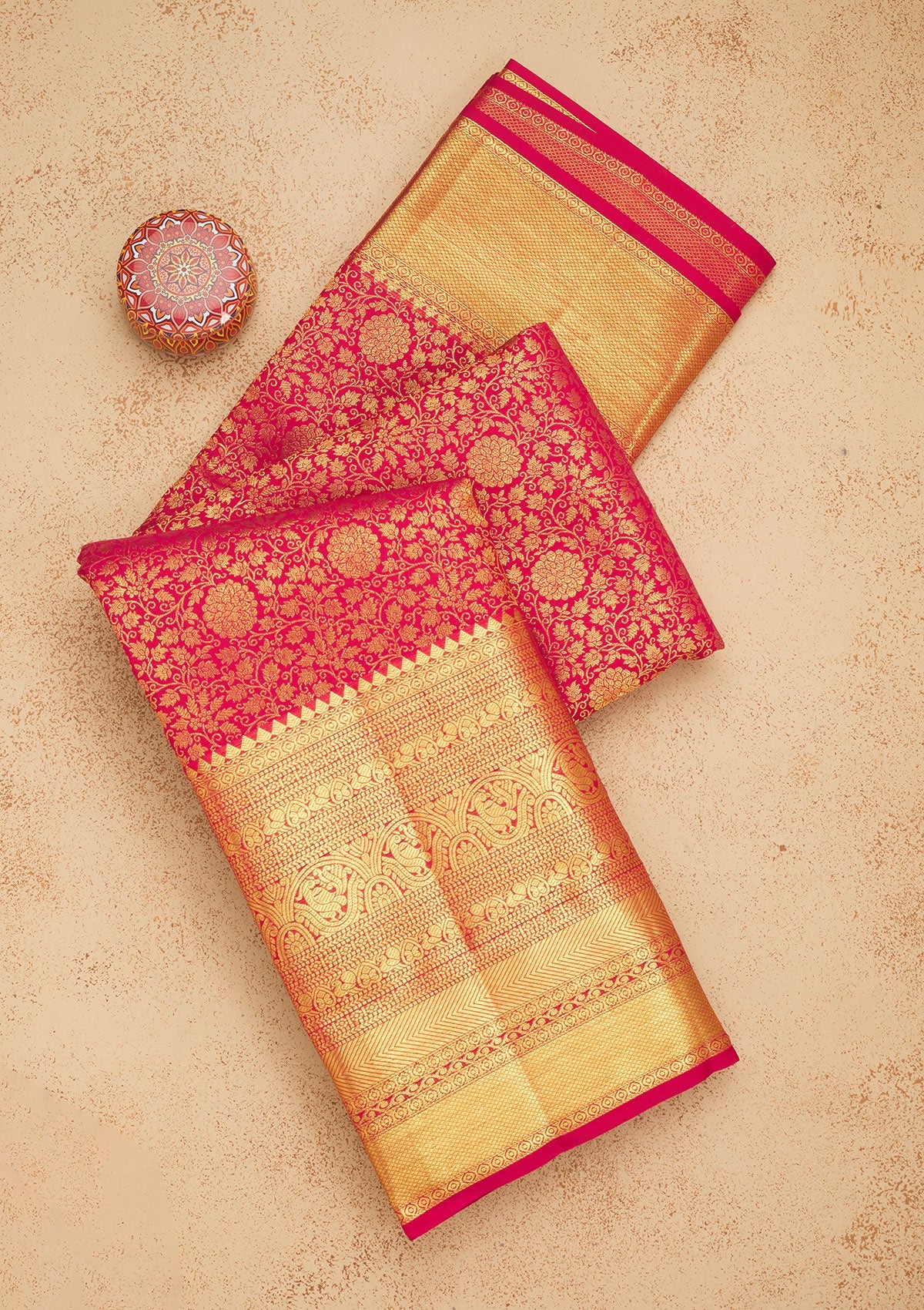 Rani Pink Zariwork Pure Silk Saree-Koskii