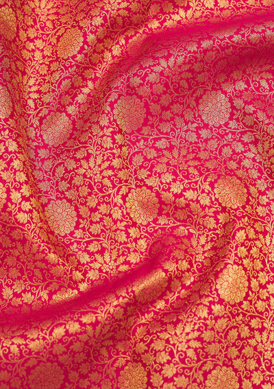 Rani Pink Zariwork Pure Silk Saree-Koskii