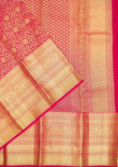 Rani Pink Zariwork Pure Silk Saree-Koskii