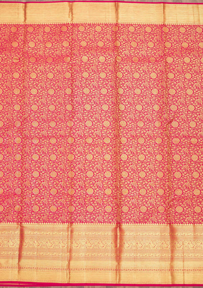 Rani Pink Zariwork Pure Silk Saree-Koskii