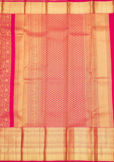 Rani Pink Zariwork Pure Silk Saree-Koskii