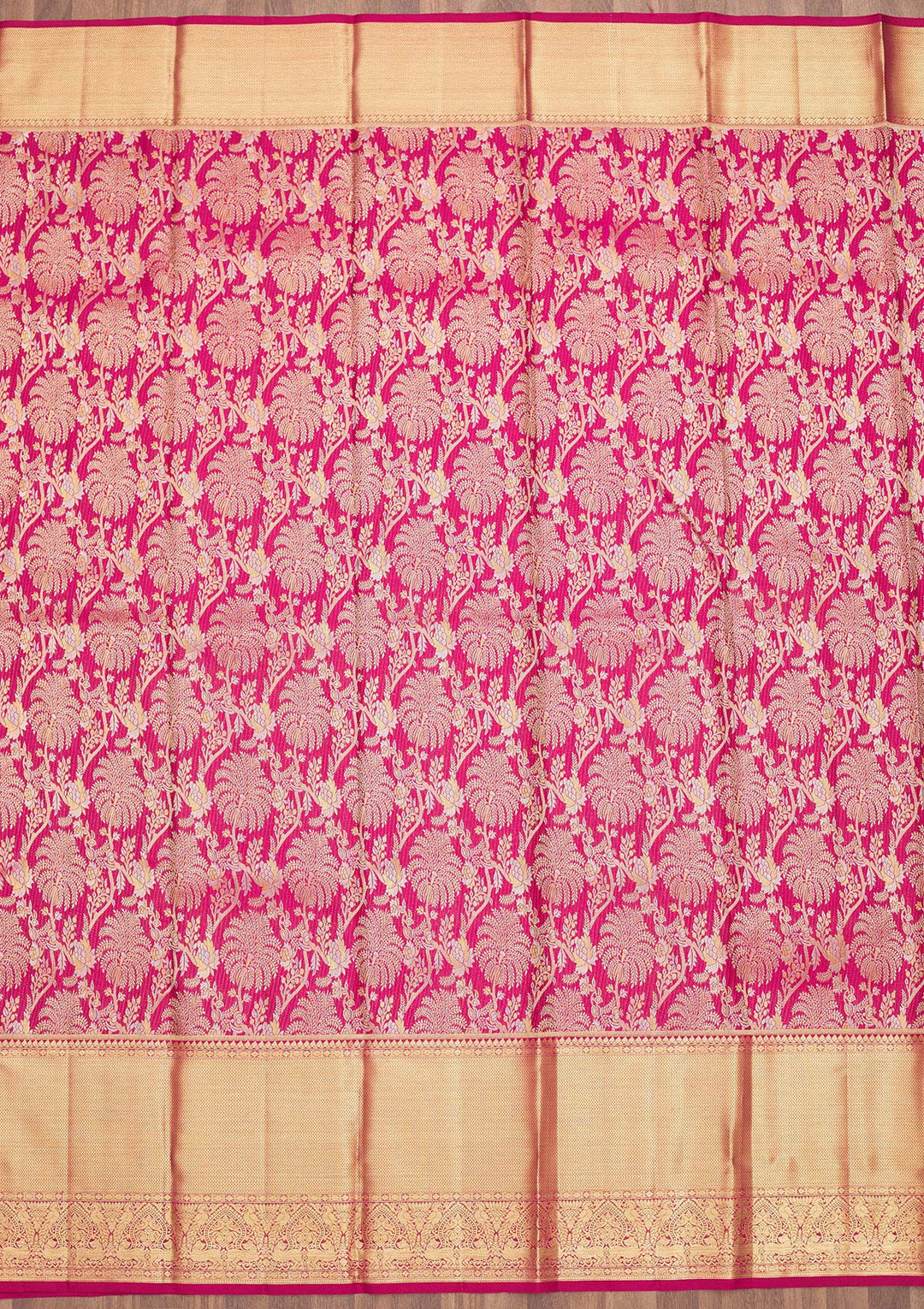 Rani Pink Zariwork Pure Silk Saree-Koskii