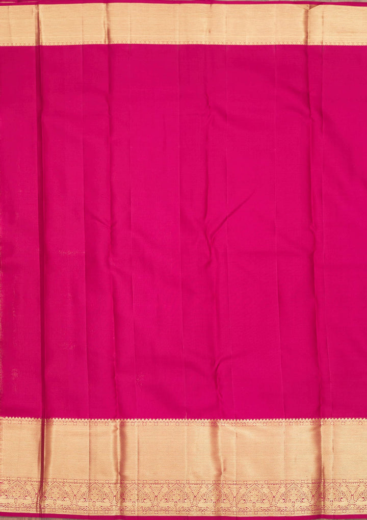 Rani Pink Zariwork Pure Silk Saree-Koskii