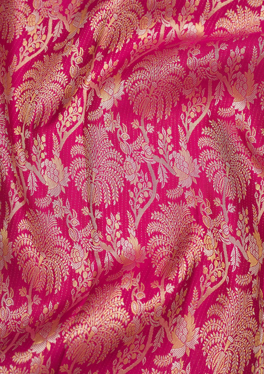 Rani Pink Zariwork Pure Silk Saree-Koskii