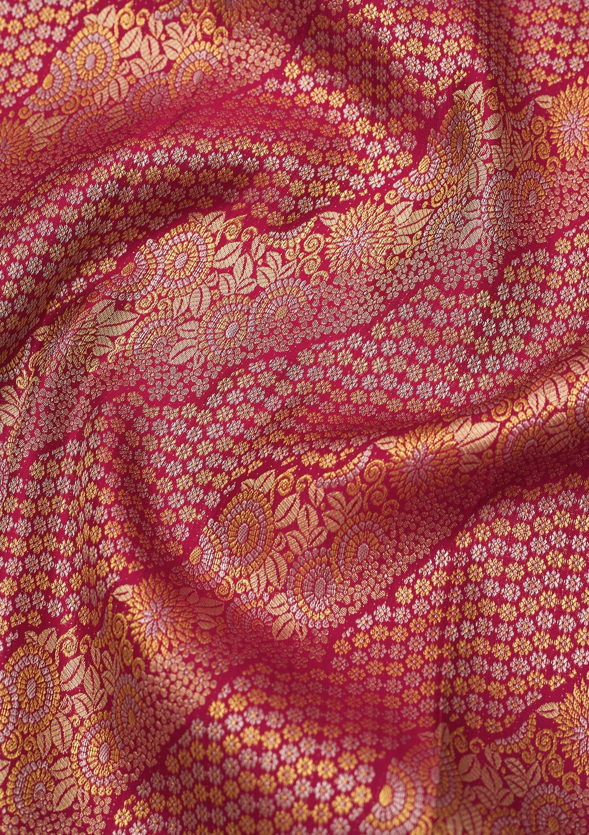 Rani Pink Zariwork Pure Silk Saree-Koskii