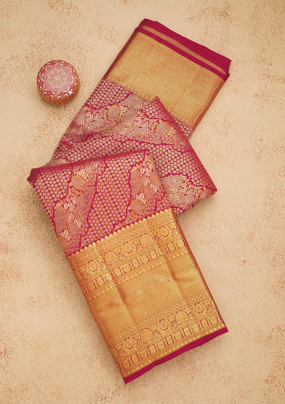 Rani Pink Zariwork Pure Silk Saree-Koskii