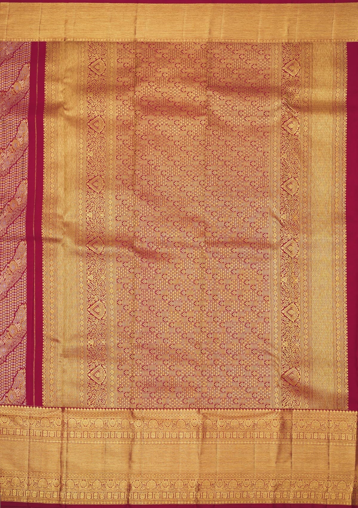 Rani Pink Zariwork Pure Silk Saree-Koskii