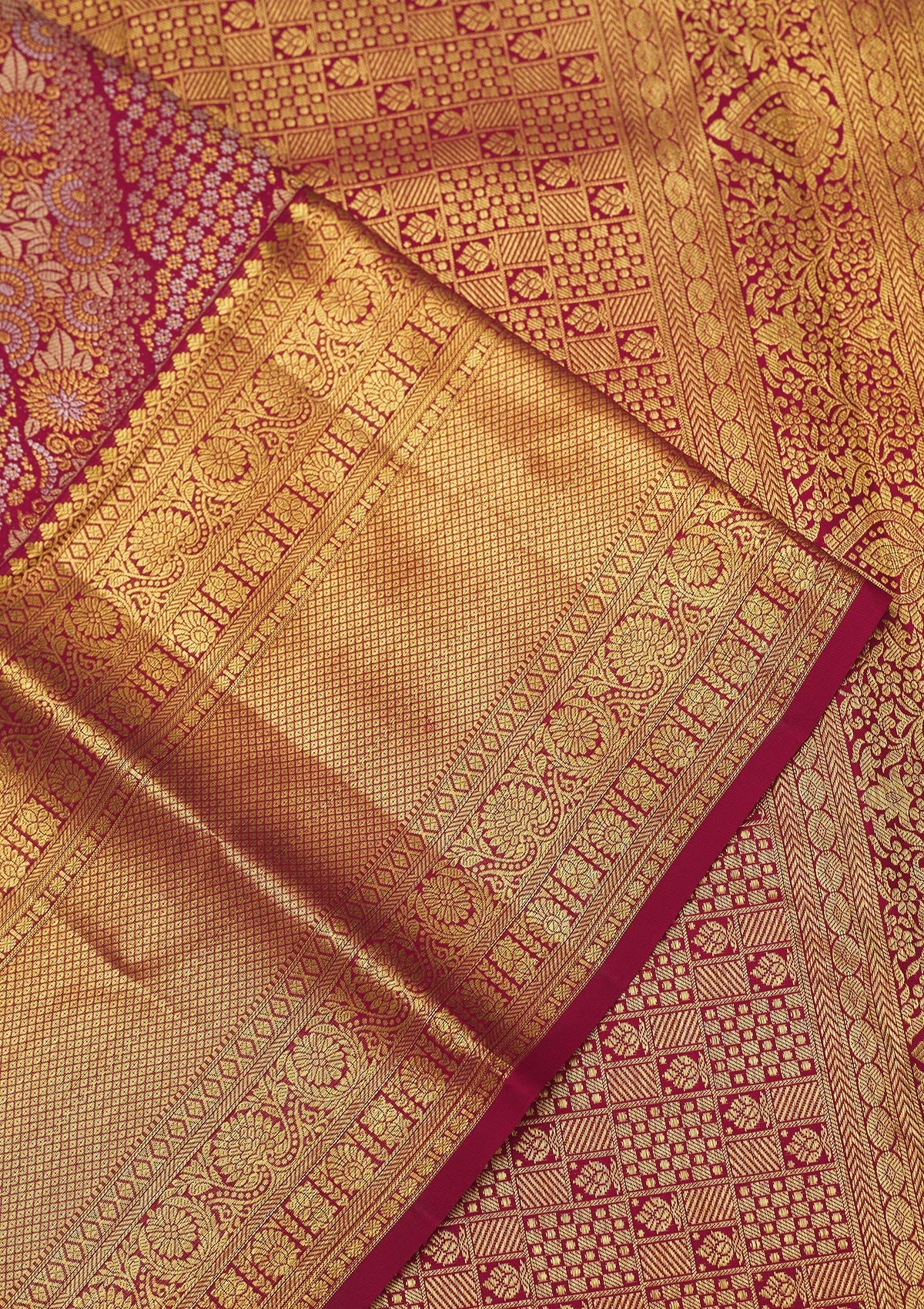 Rani Pink Zariwork Pure Silk Saree-Koskii