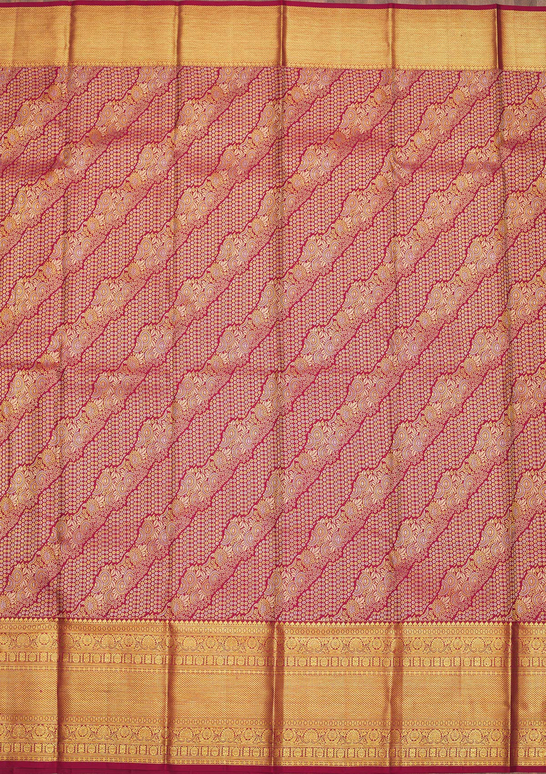 Rani Pink Zariwork Pure Silk Saree-Koskii