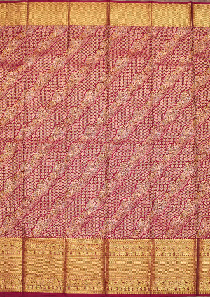 Rani Pink Zariwork Pure Silk Saree-Koskii