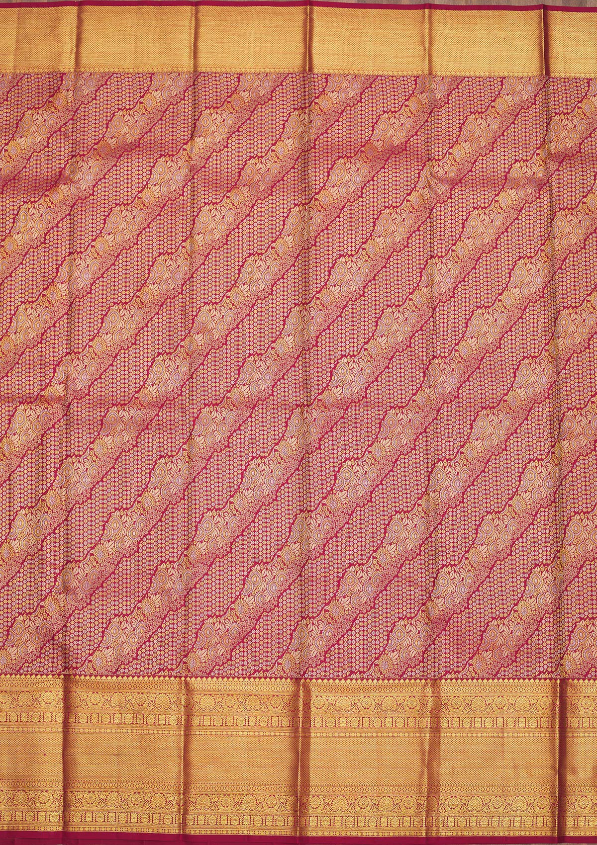 Rani Pink Zariwork Pure Silk Saree-Koskii