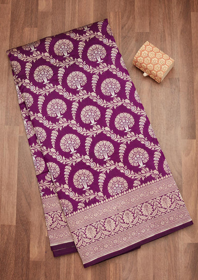 Purple Zariwork Pure Silk Saree-Koskii