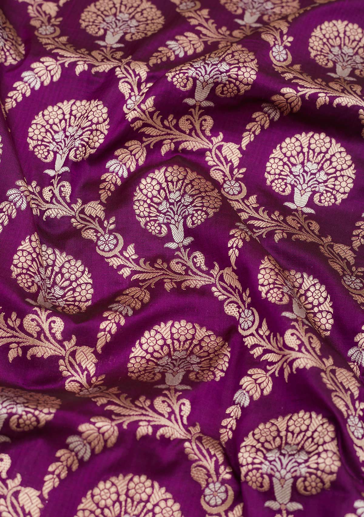 Purple Zariwork Pure Silk Saree-Koskii