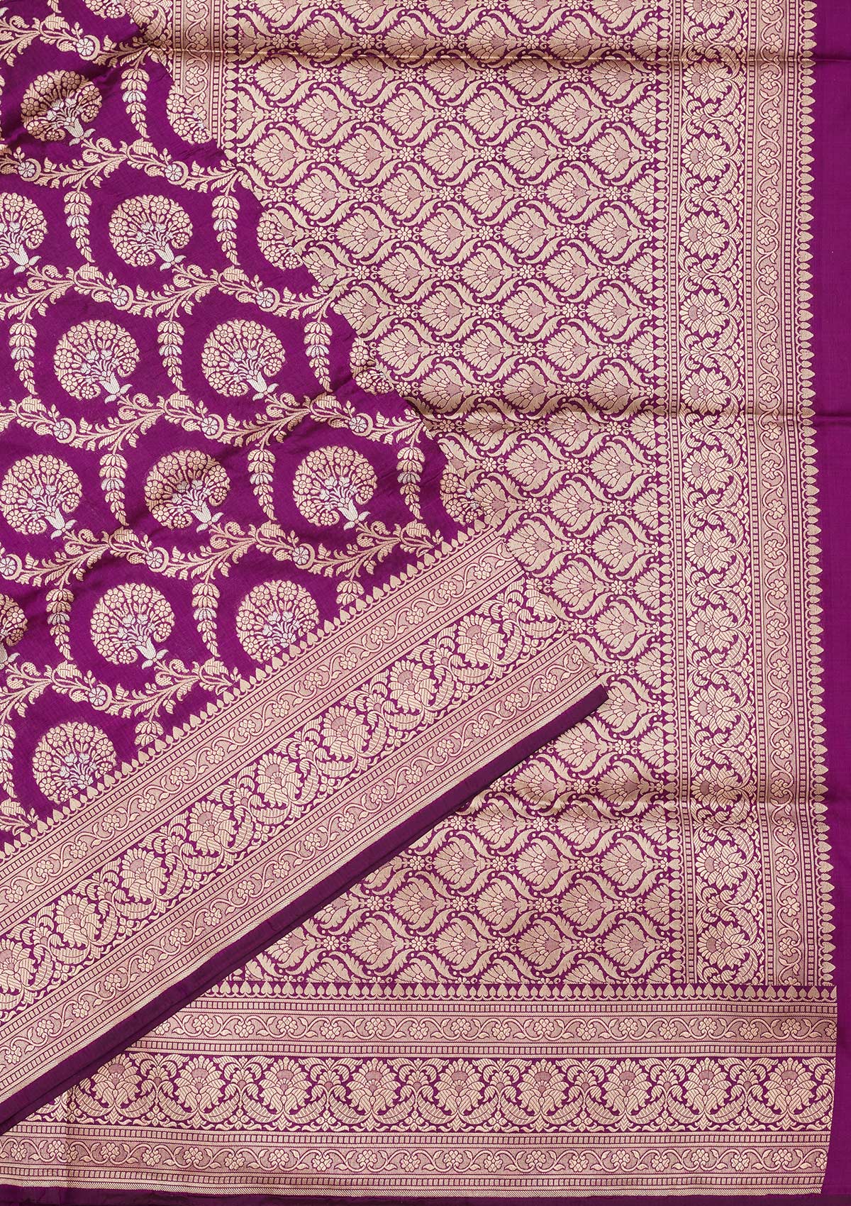 Purple Zariwork Pure Silk Saree-Koskii