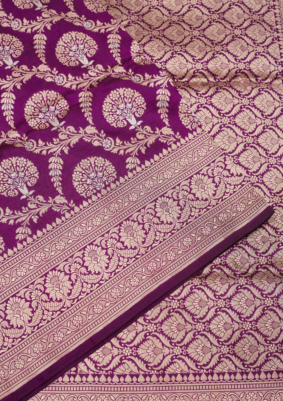Purple Zariwork Pure Silk Saree-Koskii