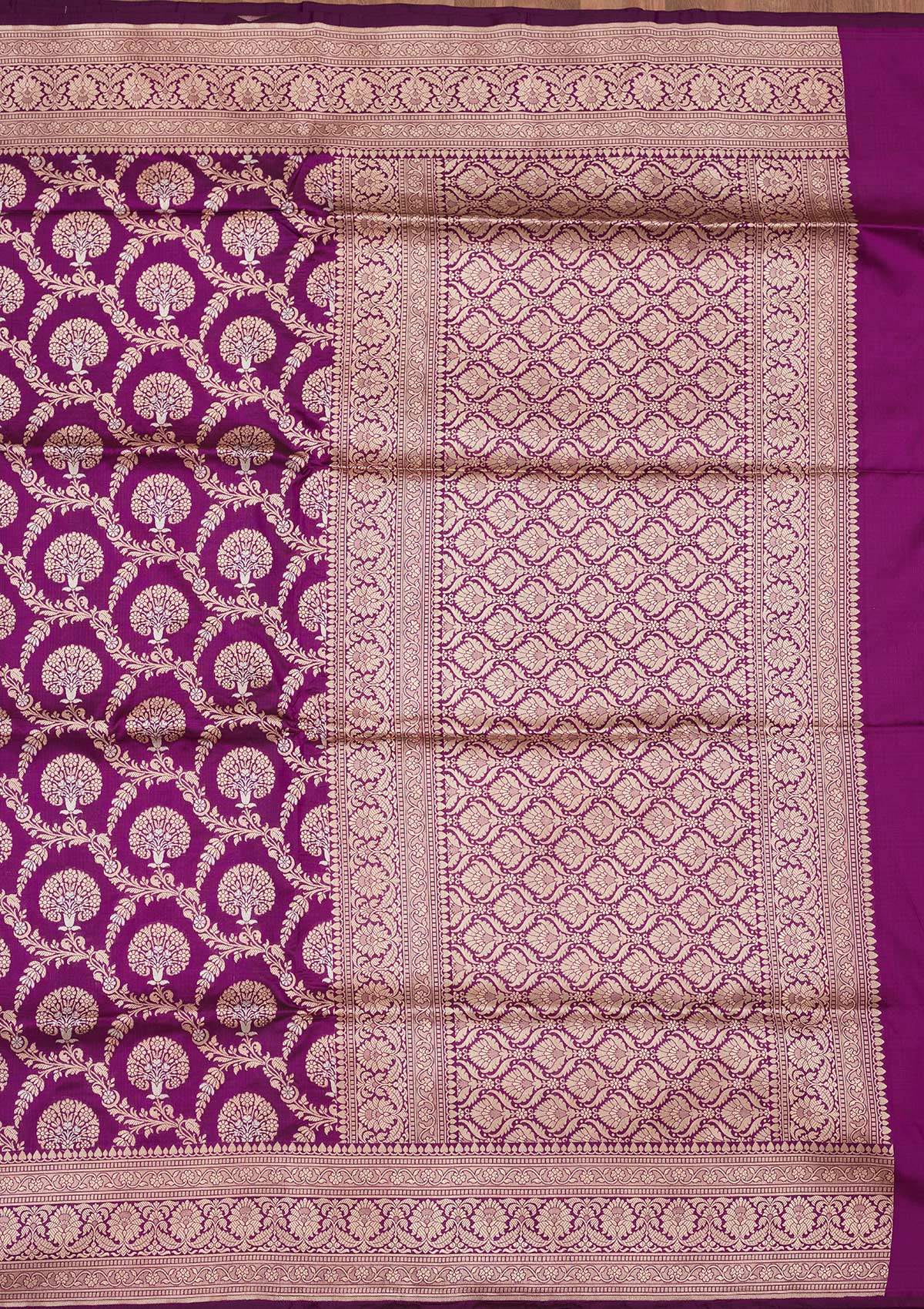 Purple Zariwork Pure Silk Saree-Koskii