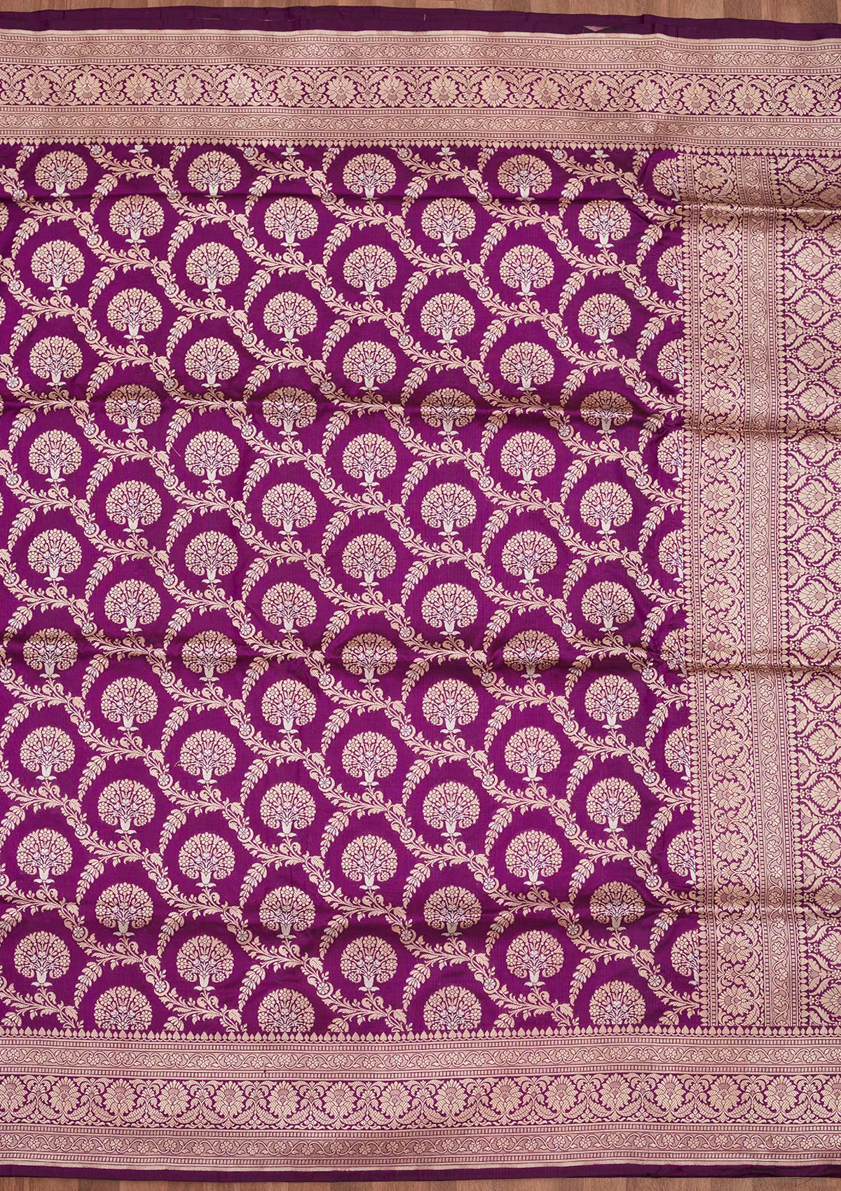 Purple Zariwork Pure Silk Saree-Koskii