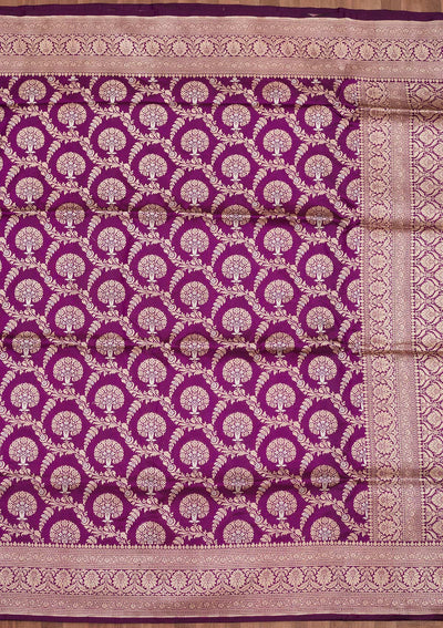 Purple Zariwork Pure Silk Saree-Koskii