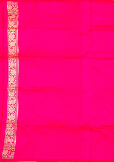 Rani Pink Zariwork Pure Silk Saree-Koskii