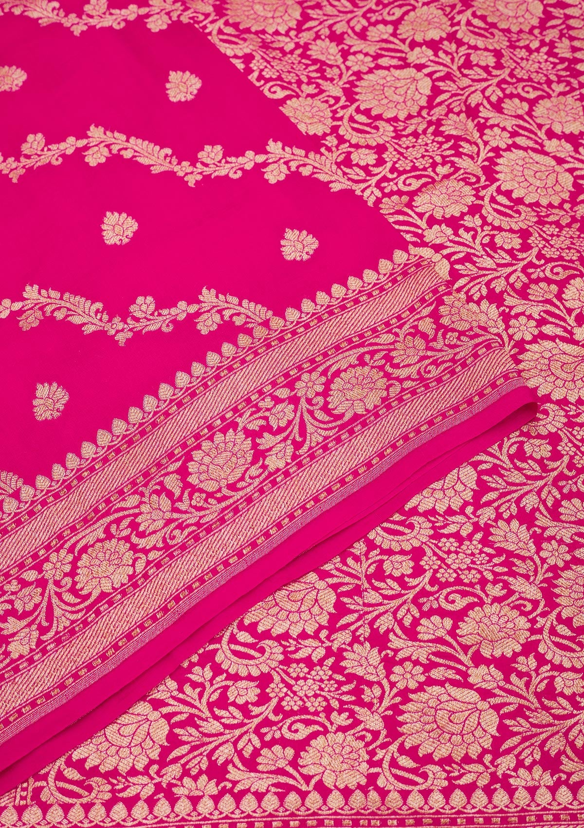 Rani Pink Zariwork Pure Silk Saree-Koskii