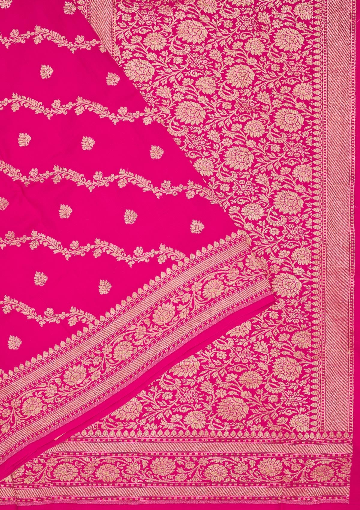Rani Pink Zariwork Pure Silk Saree-Koskii