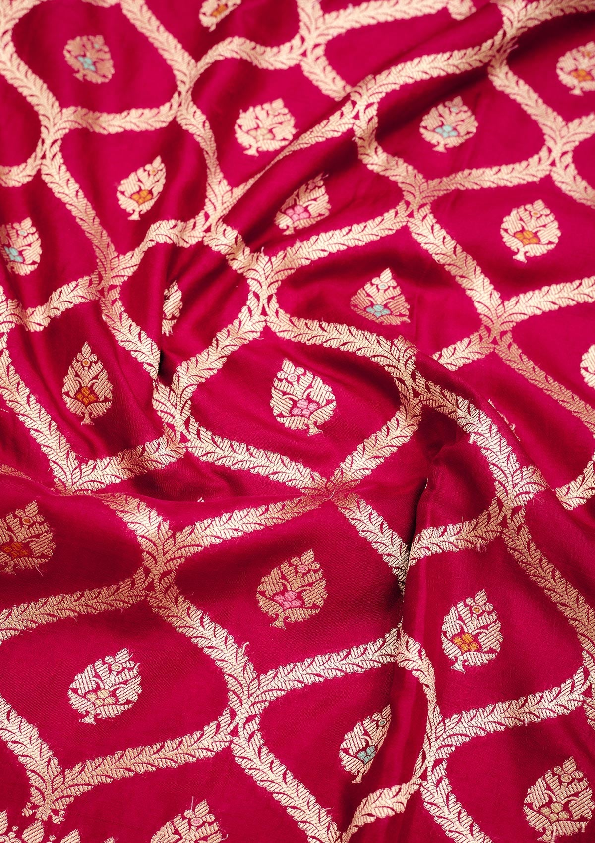 Rani Pink Zariwork Pure Silk Saree-Koskii