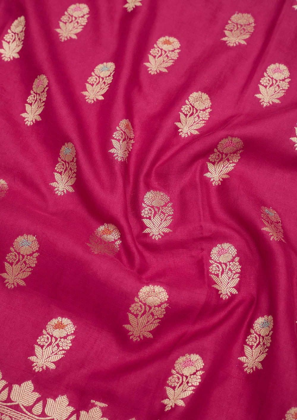 Rani Pink Zariwork Pure Silk Saree-Koskii