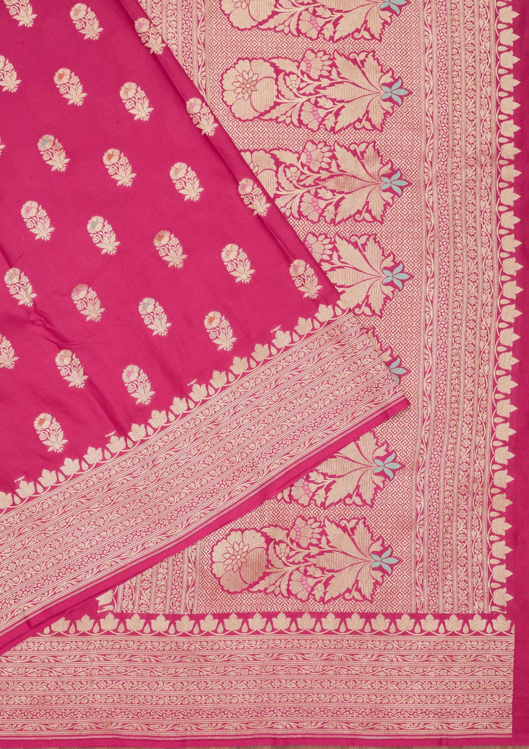 Rani Pink Zariwork Pure Silk Saree-Koskii