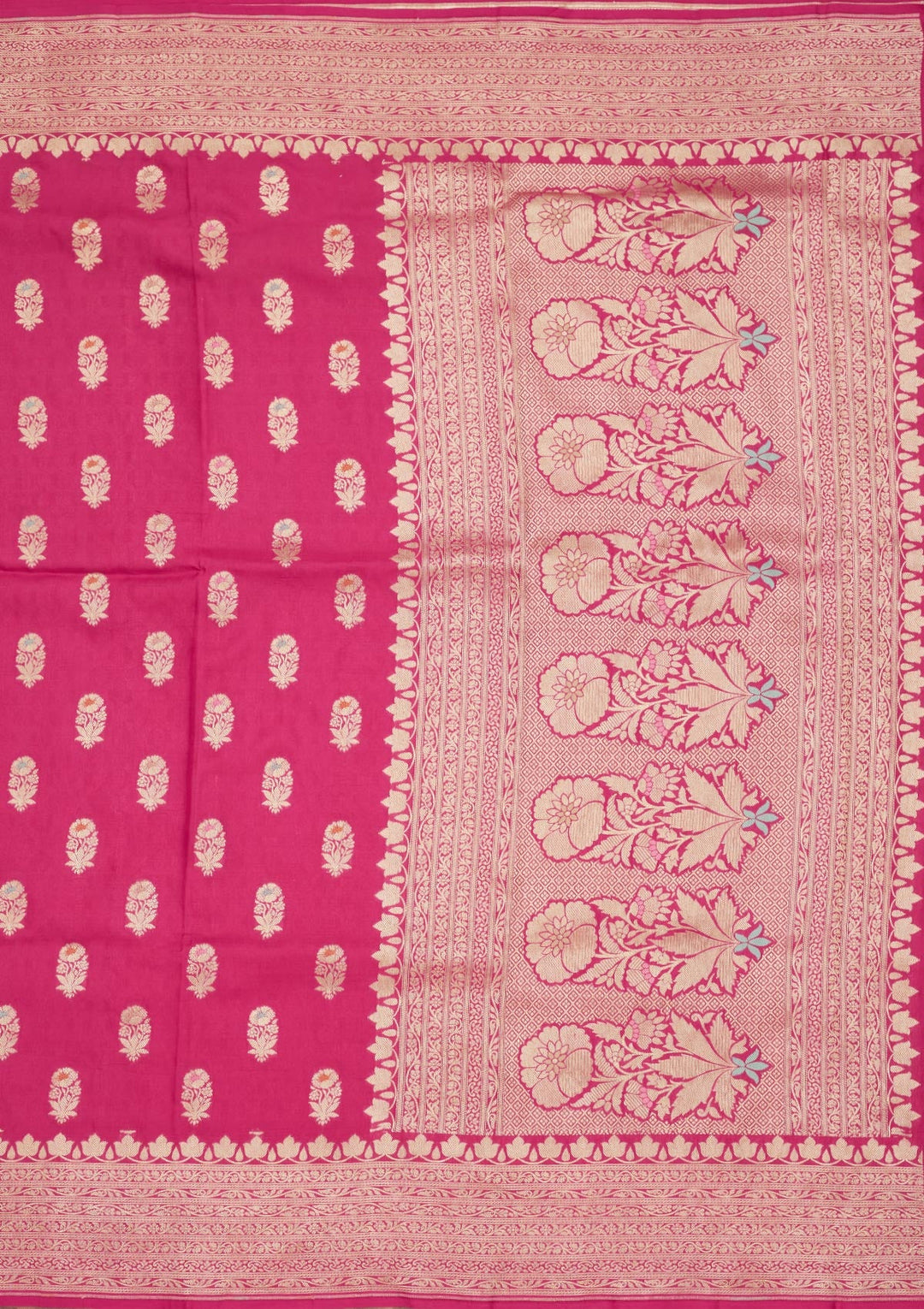 Rani Pink Zariwork Pure Silk Saree-Koskii