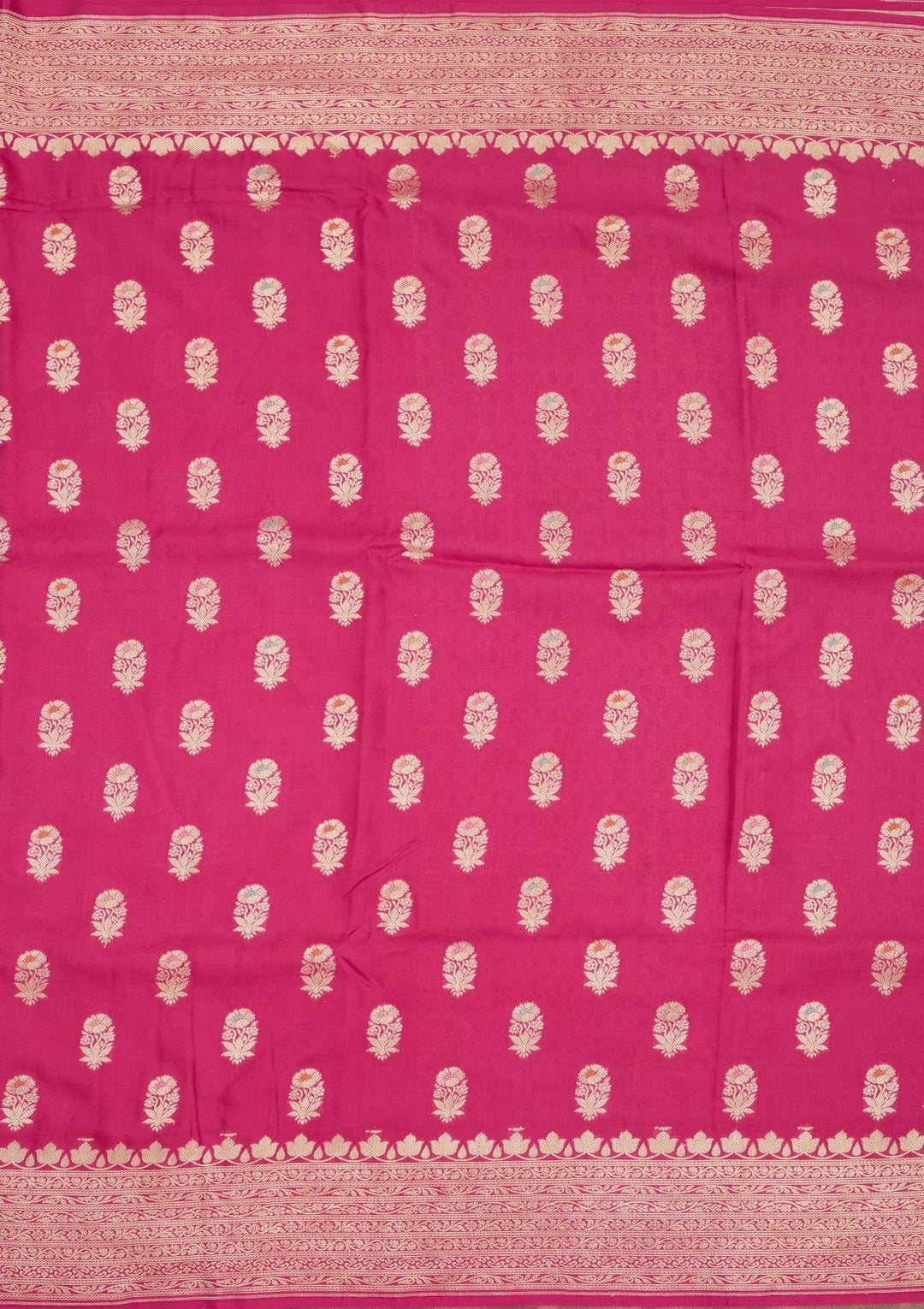 Rani Pink Zariwork Pure Silk Saree-Koskii