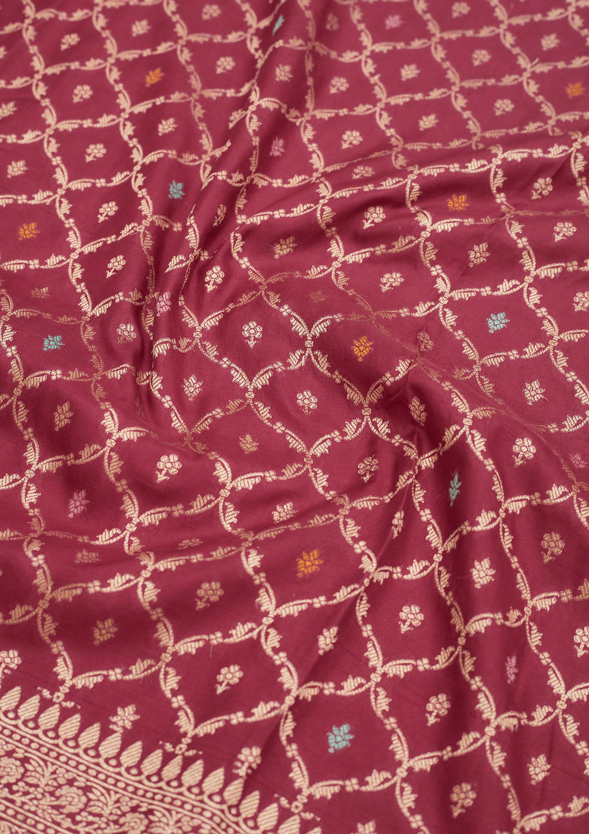 Rani Pink Zariwork Pure Silk Saree-Koskii