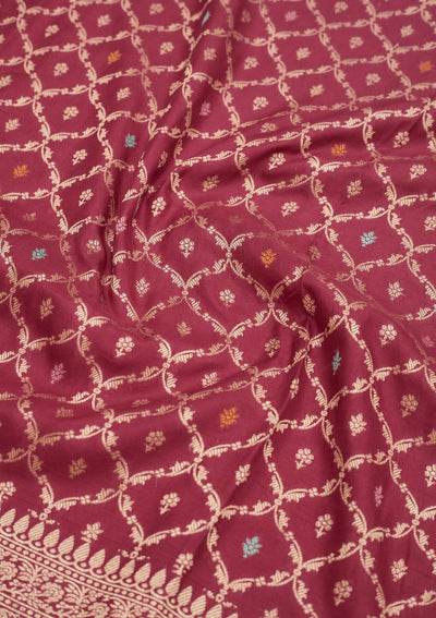 Rani Pink Zariwork Pure Silk Saree-Koskii