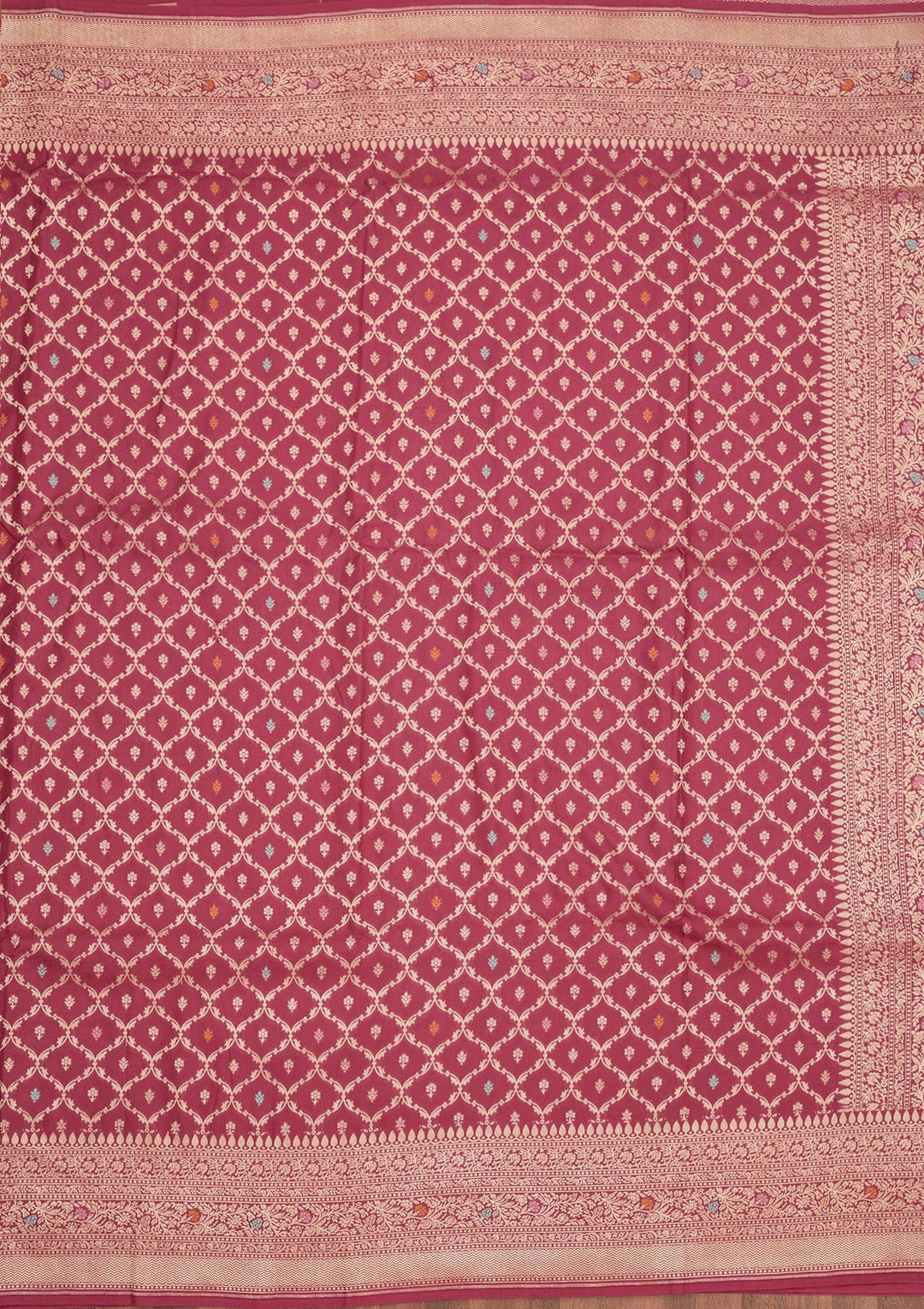 Rani Pink Zariwork Pure Silk Saree-Koskii