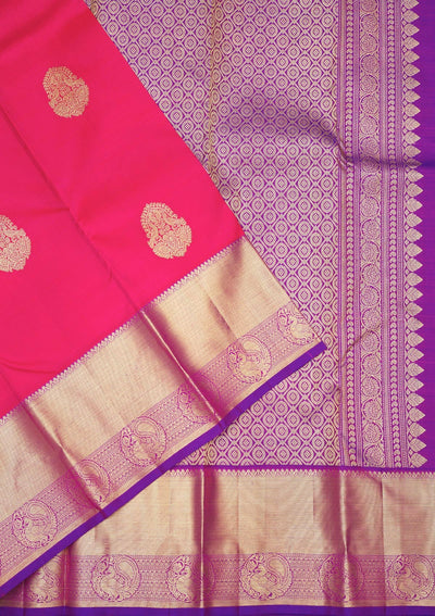 Rani Pink Zariwork Pure Silk Saree-Koskii