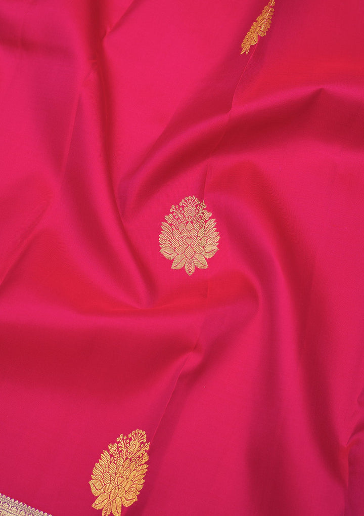 Rani Pink Zariwork Pure Silk Saree-Koskii