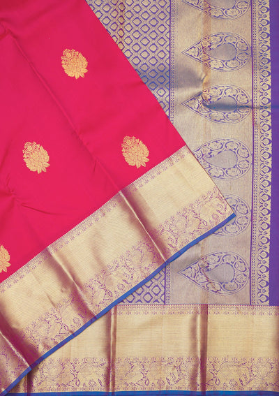 Rani Pink Zariwork Pure Silk Saree-Koskii