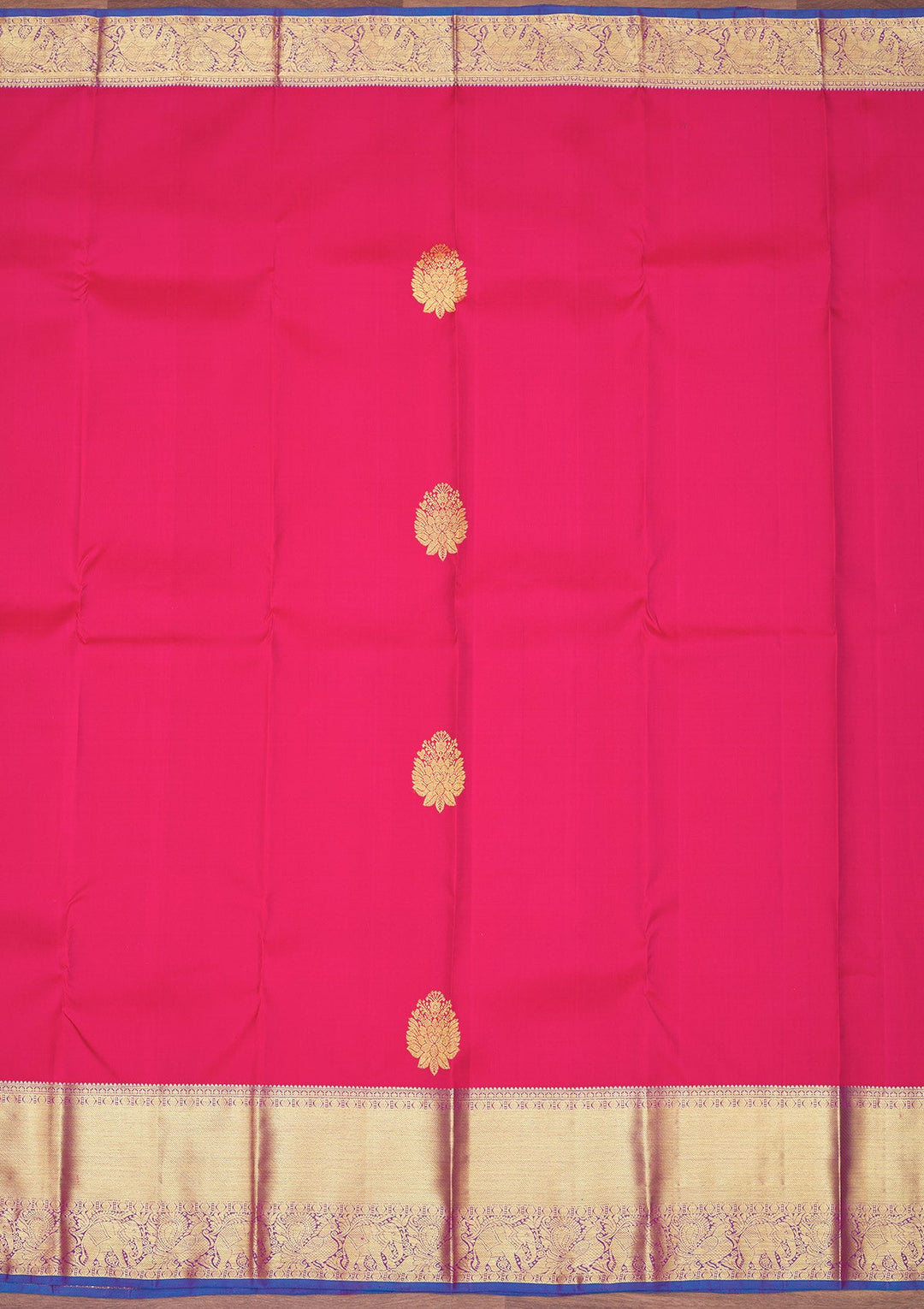 Rani Pink Zariwork Pure Silk Saree-Koskii