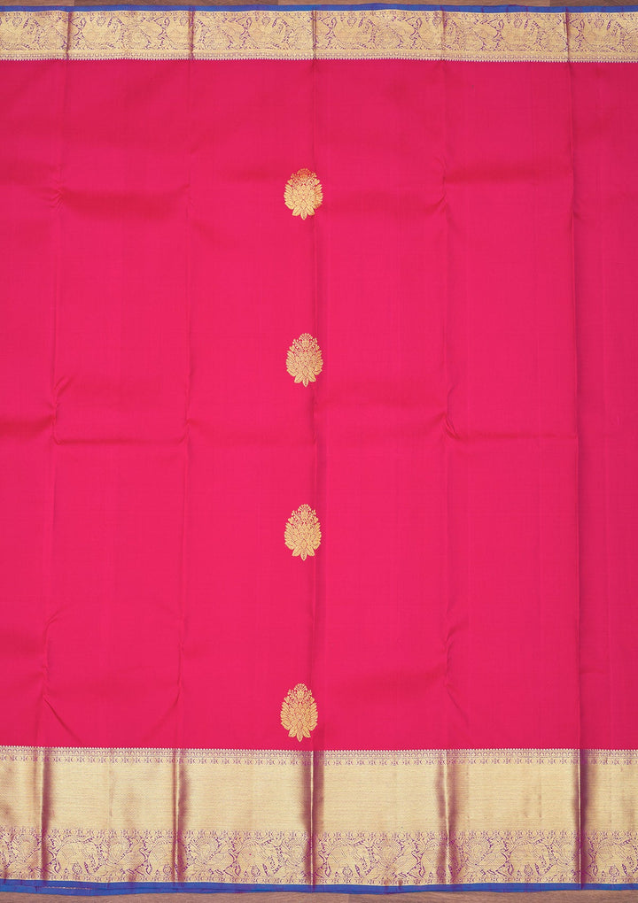 Rani Pink Zariwork Pure Silk Saree-Koskii