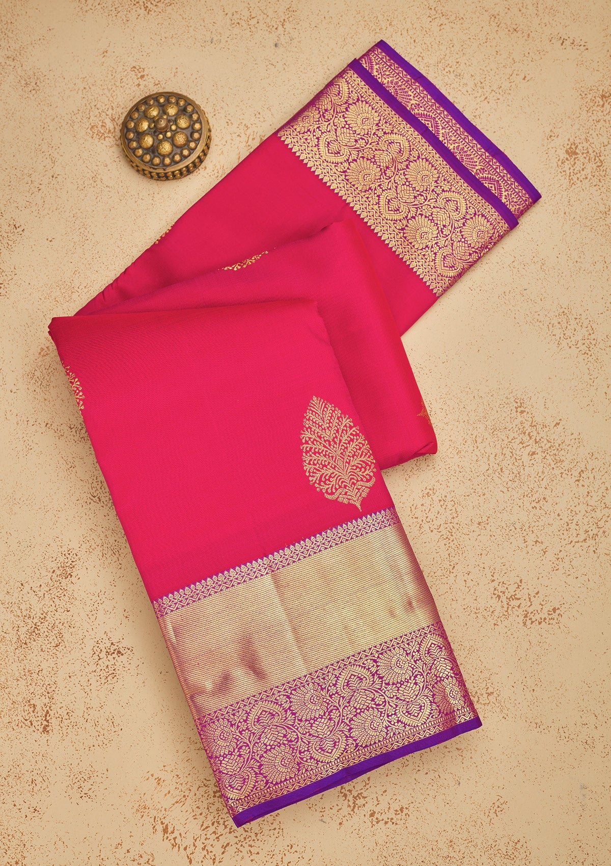 Rani Pink Zariwork Pure Silk Saree-Koskii
